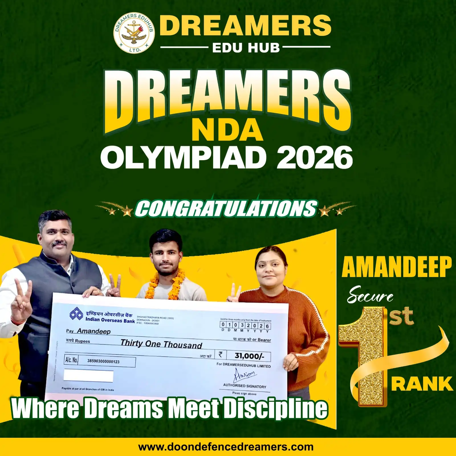 Dreamers NDA Olympiad winner 2026