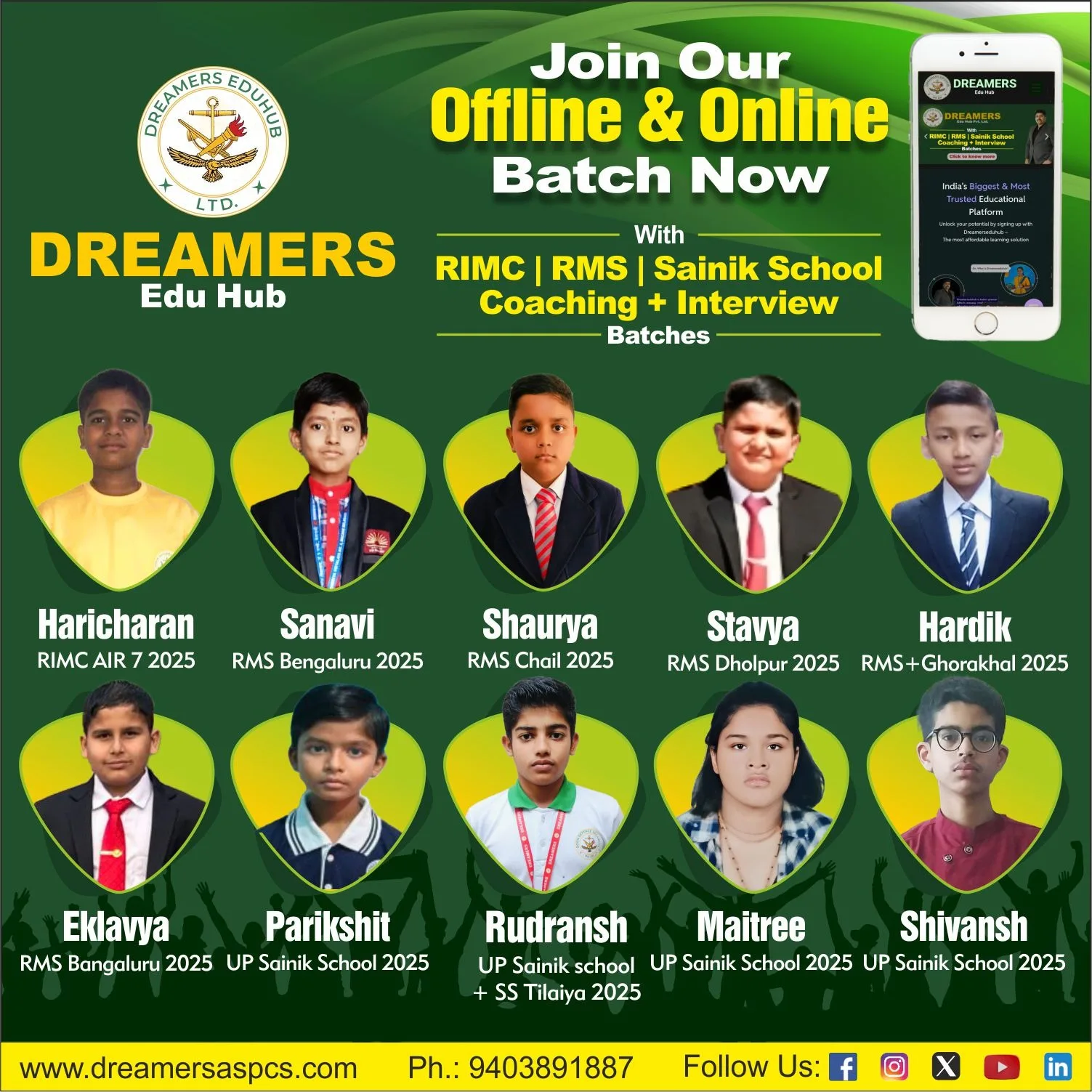 RIMC, RMS, Sainik school selection