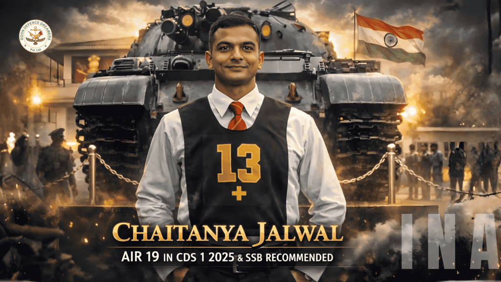 Chaitanya Jalwal AIR 19 CDS Topper being felicitated at best NDA coaching in Dehradun