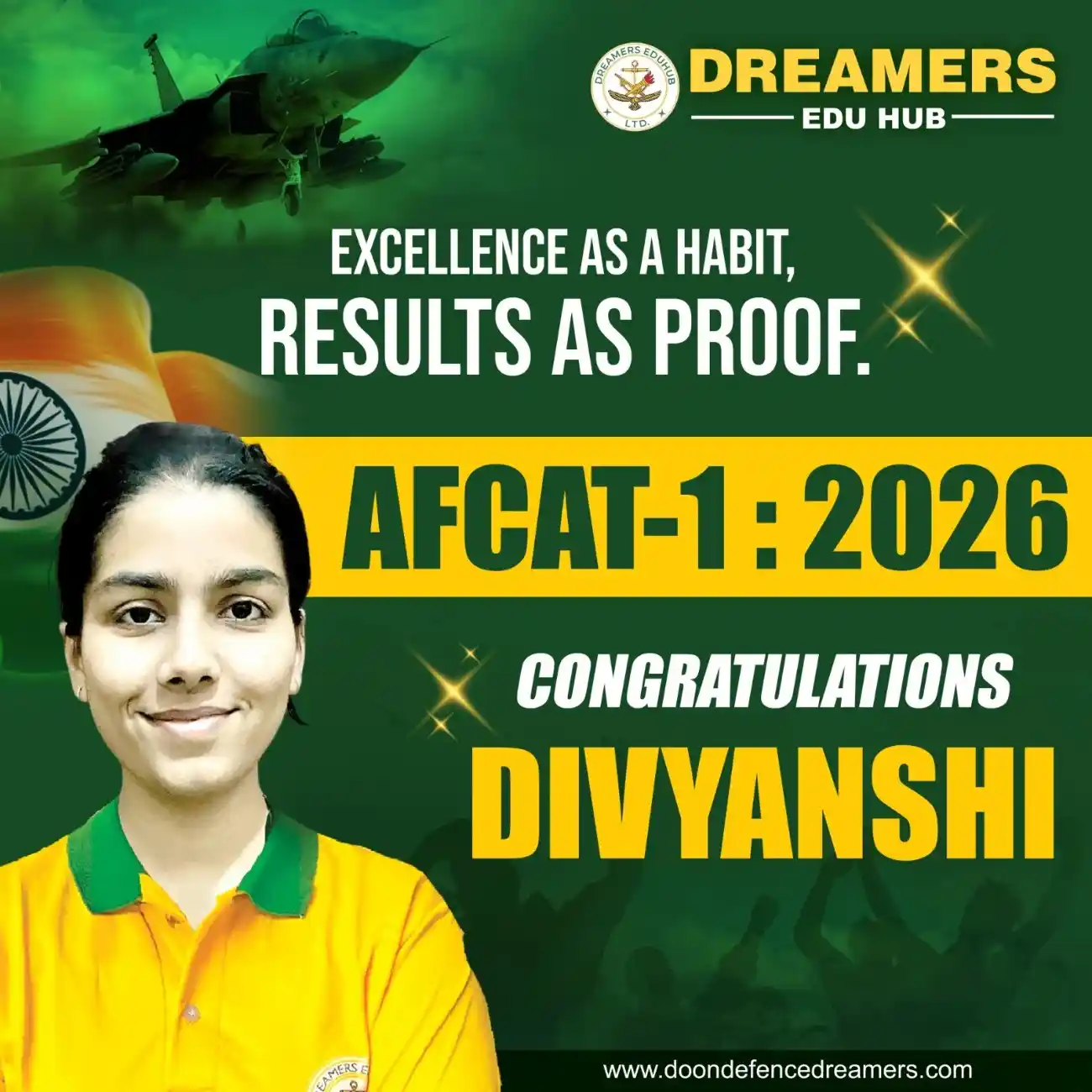 AFCAT 1 2026 Selected Student Divyanshi of Doon Defence Dreamers