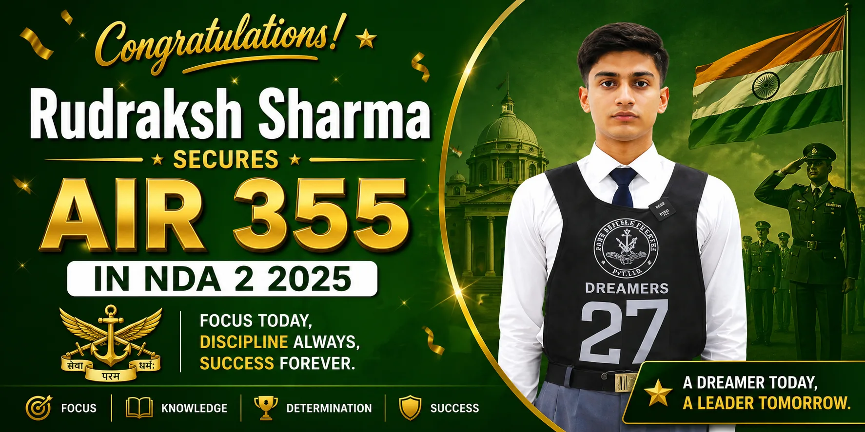 Rudraksh Sharma Secures AIR 355 in NDA 2 2025