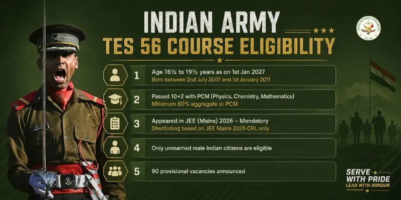 Indian Army (10+2) TES 56 Course Eligibility