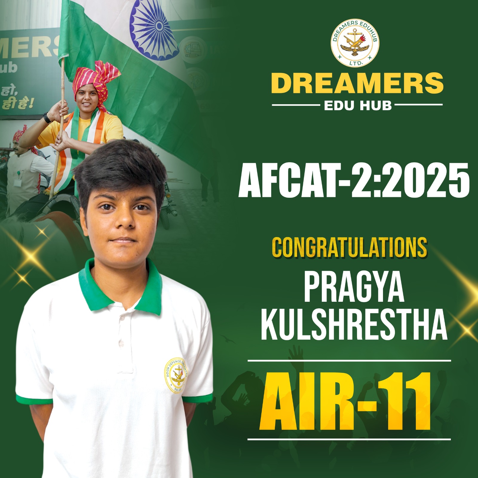 AFCAT 2 2025 Selected Student Pragya Kulshrestha AIR 11